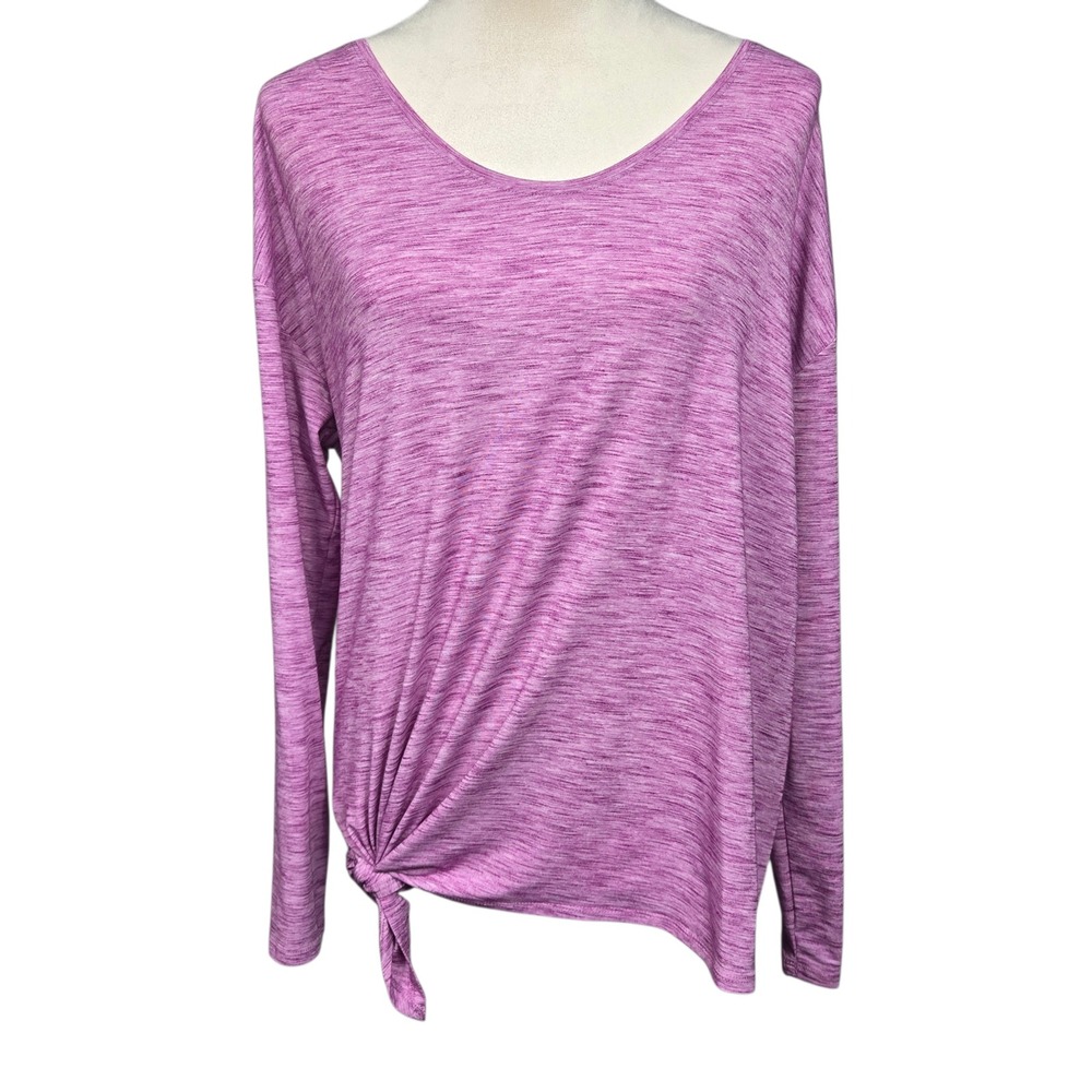 GapFit Breathe Womens Medium Purple Space Dye Side‎ Tie Long Sleeve Workout Top